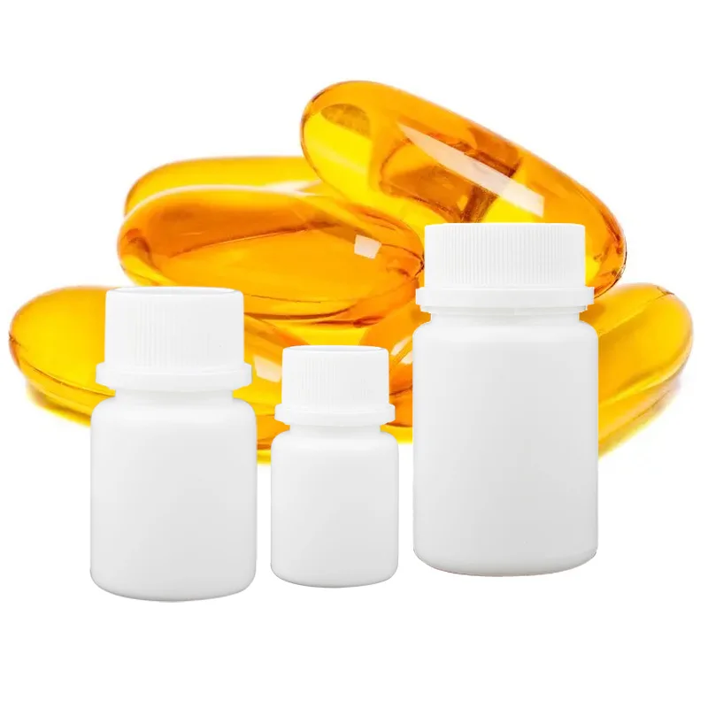 50pcs/lot 20cc 50cc 100cc HDPE White Empty Plastic Pill Bottle Pill Container with Tamper Proof Cap Capsule Bottle Box