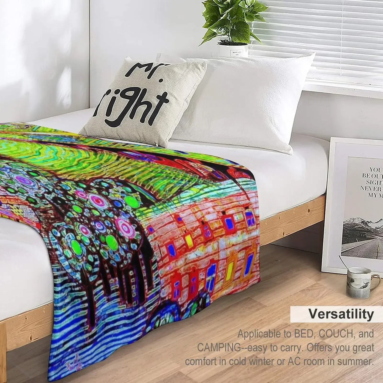 The green city neon Throw Blanket Cute Sofa Quilt Bed linens Multi-Purpose Blankets - view 5