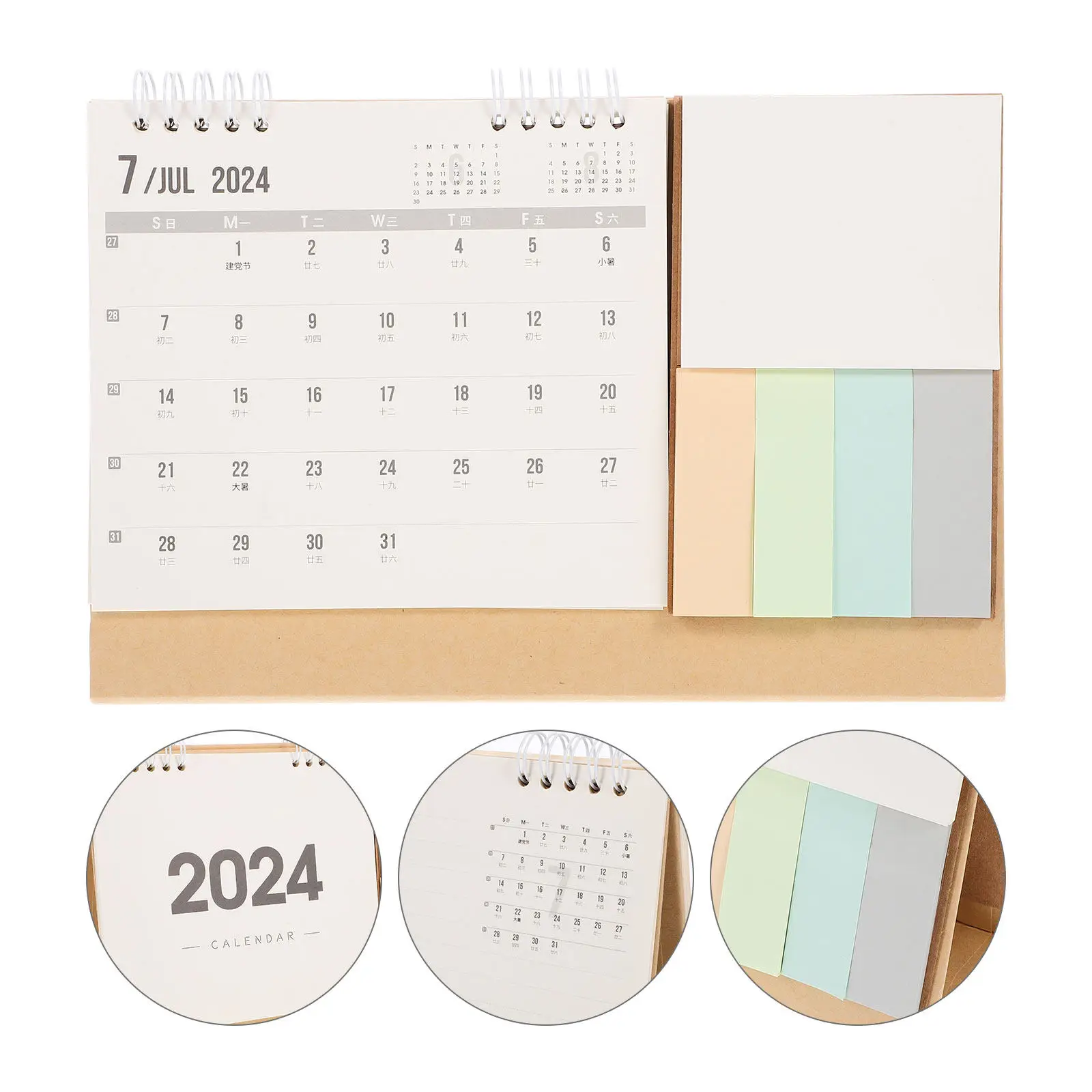 

2024 Desktop Calendar Standing Flip Style Monthly Planner Thick Paper Pages Space Saving Small Desk Calendar for Office Home
