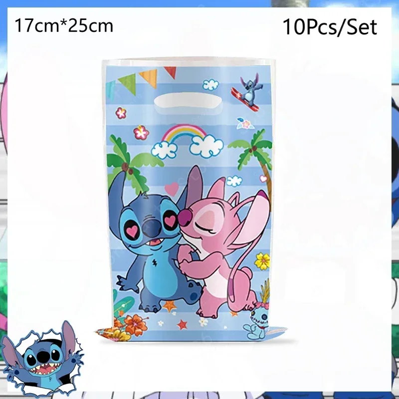 Disney-vajilla desechable de Lilo y Stitch para fiesta de cumpleaños, plato, mantel, bolsa de dulces, Kit de vasos de papel, suministros