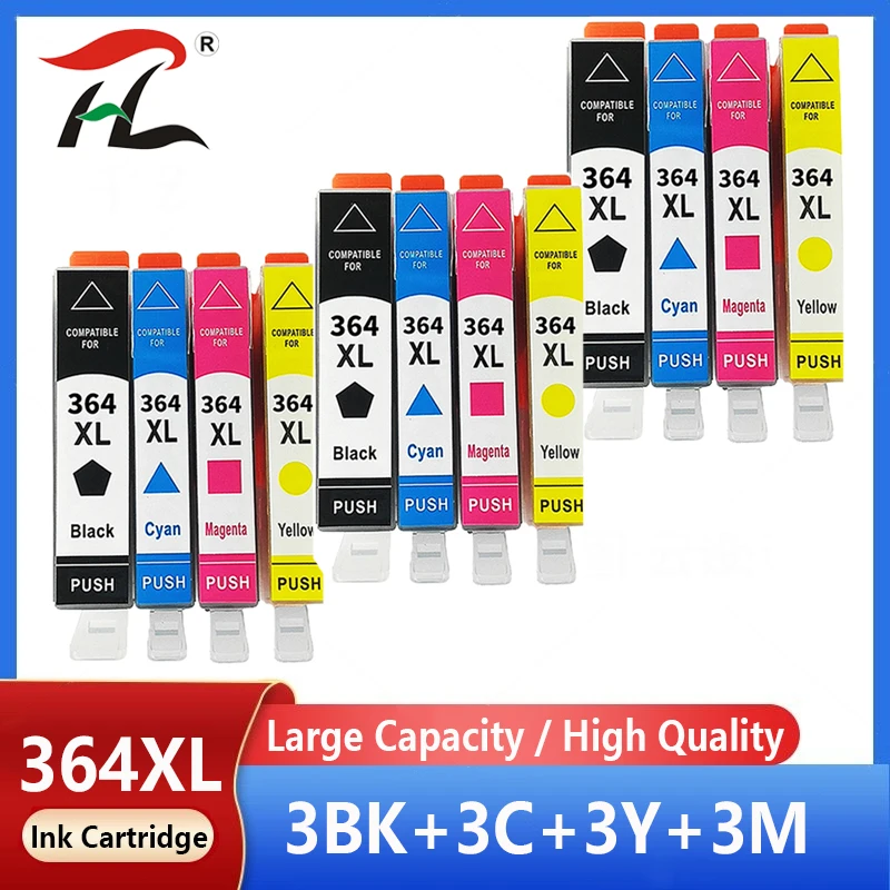 12 Pack 364XL Printer Ink Cartridge For HP 364 XL Compatiable For HP Deskjet 3070A 5510 6510 B209a C510a C309a Printer