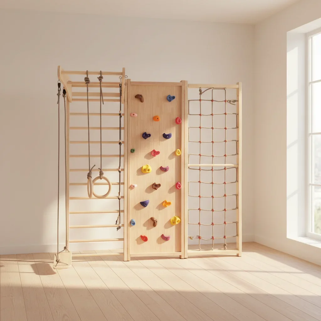 2026 Children's Indoor Wooden Climbing Wall Board Household Amusement Physical Training Equipment Puzzlepromote sales