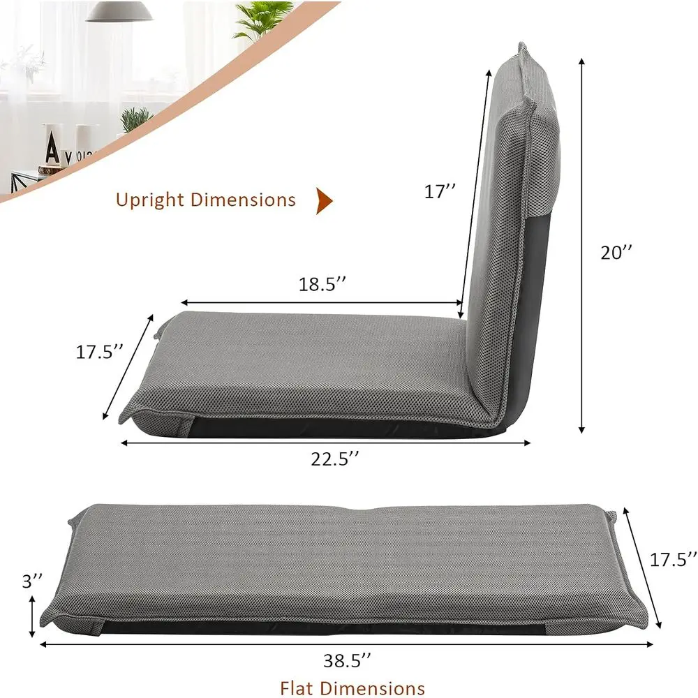 6-Position Adjustable Meditation and Gaming Chair, Portable Floor Seat, Ideal for Reading, TV Watching, and Relaxing, Suitable f view 3