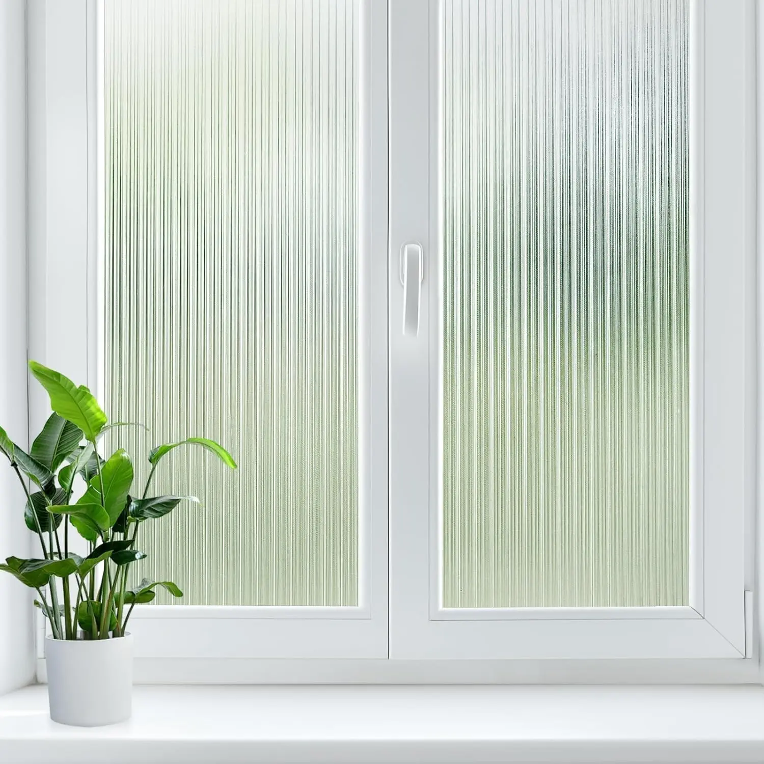 

Frosted Reeded Glass Privacy Film, Removable Static Cling Vinyl for Windows and Doors, Blocks UV Rays, 35.4" x 157.4"