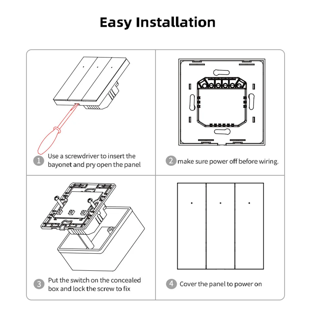 Smart switch button white/black 1/2/3 way time control