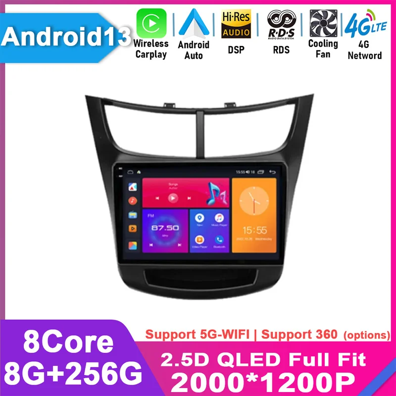 For Chevrolet Sail aveo 2015 2016 2017 2018 2019 2020 2022 carplay Android 13 DSP 2 din 4G NET Car Radio Multimedia Video Player