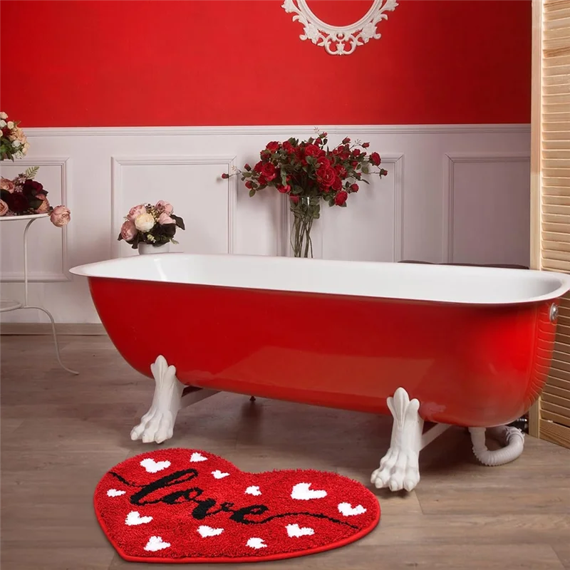 

Versatile Valentine's Day Bathroom Rug Cute Valentines Door Mat Bath Mat For Love Shape Shower Mat Valentines Bathroom Decoratio