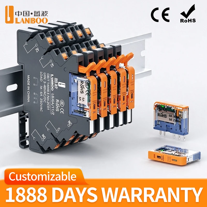 LANBOO 10Pcs/Box LBJ6A Ultra-thin Relay with Screw-in Wiring,LED Indicator,Suitable for Industrial Relays in Control Cabinets