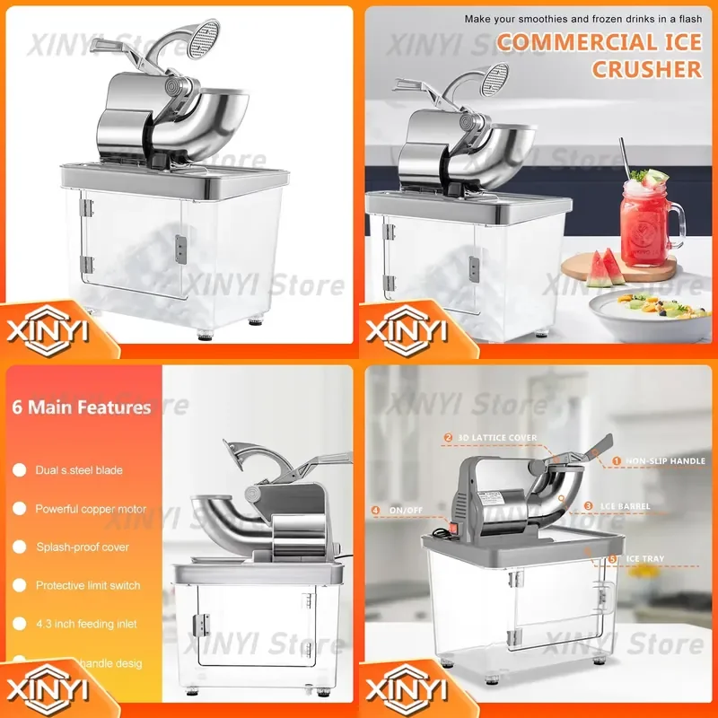 for BY300XTD Dual Blade Stainless Steel Ice Shaver 661LBS H Capacity ETL Approved for Home and Commercial Use