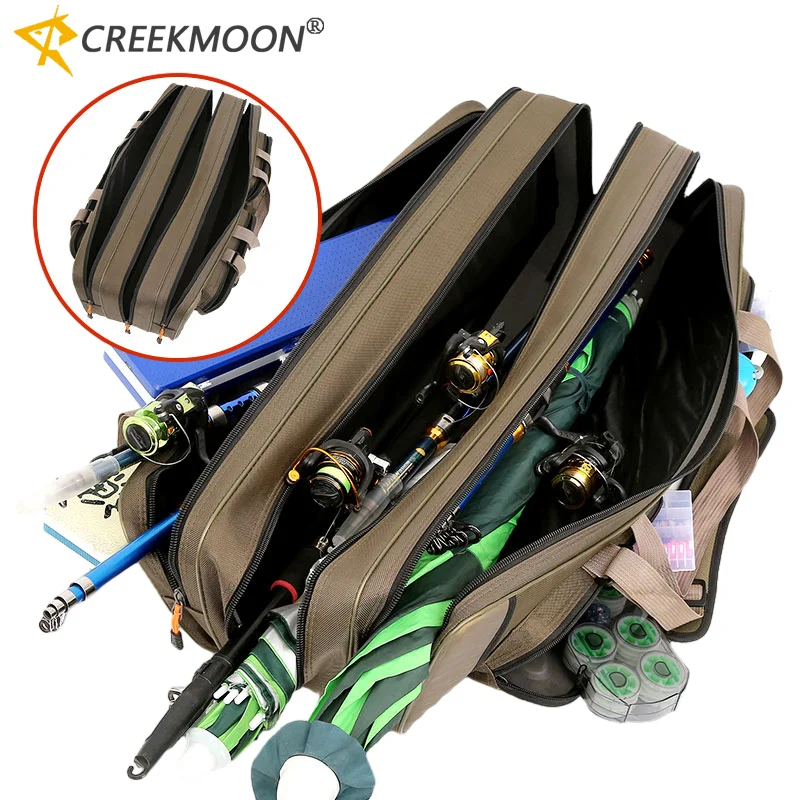 

0.8-1.3m Long Large Capacity Fishing Gear Package Non-Foldable Canvas Fishing Rod Reel Bag Storage Shoulder Bag For Fishing Tool