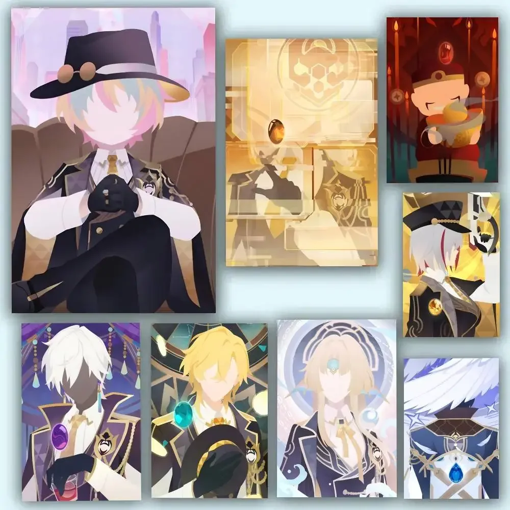 Anime Game Honkai Star Rail Ten Stonehearts Aventurine Topaz Jade Posters Self Adhesive Waterproof Ideal For Living Room Bedroom