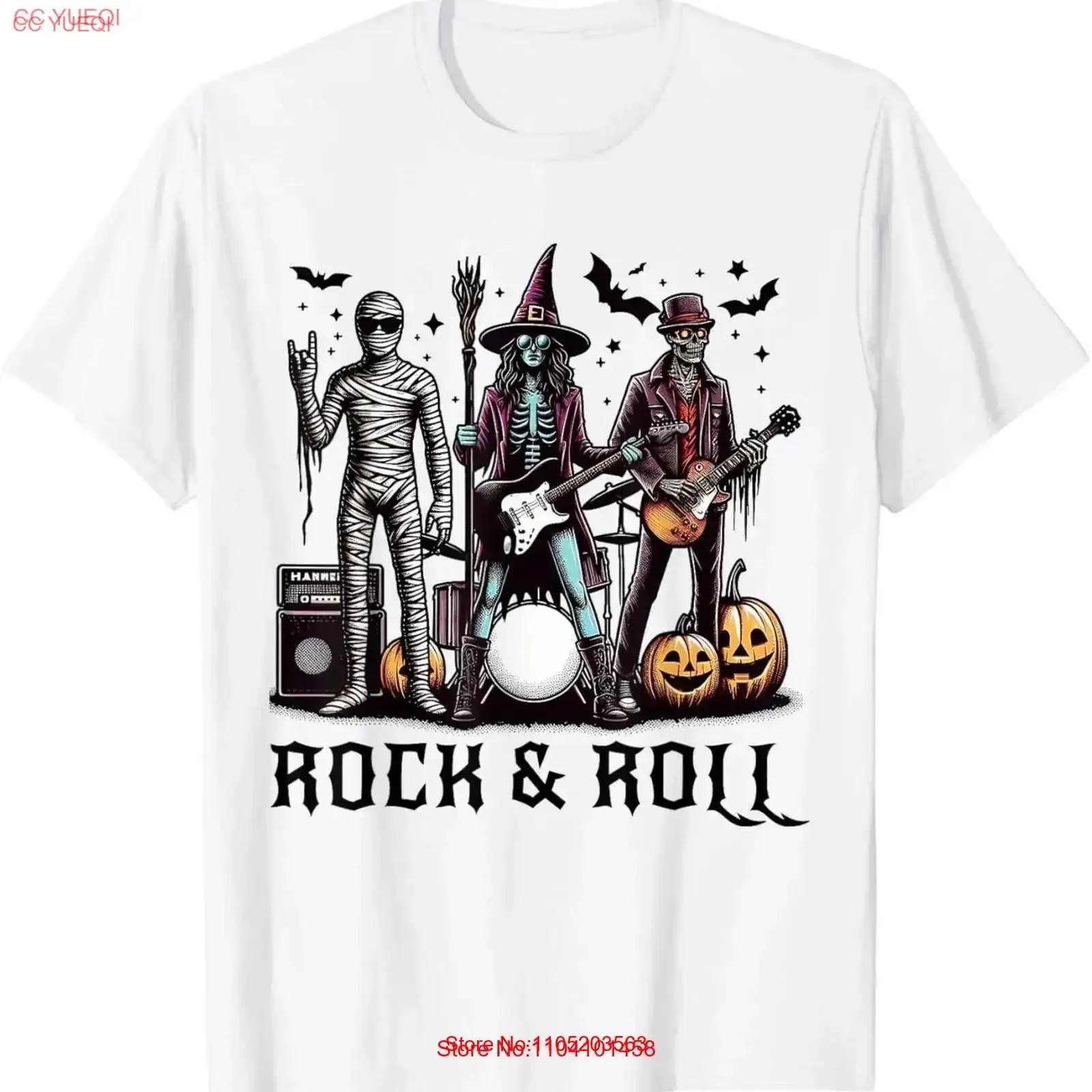 Halloween Witch Zombie and Mummy Funny Rock Roll Band T Shirt vintage Washed Breathable Unisex streetwear Top For Everyday Wear