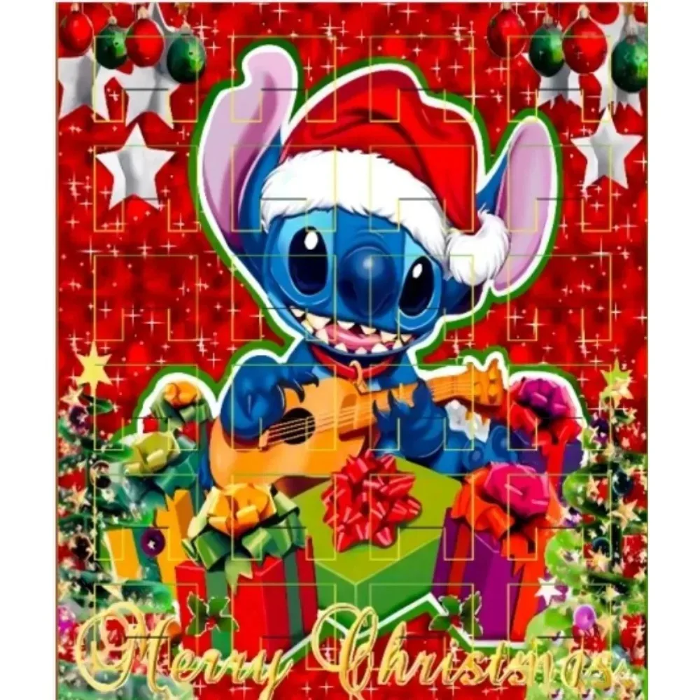 스티치 크리스마스 어드벤트 캘린더 디즈니 팔찌 24일 크리스마스 카운트다운 캘린더 목걸이 DIY 쥬얼리 만들기 키트 소녀 선물용