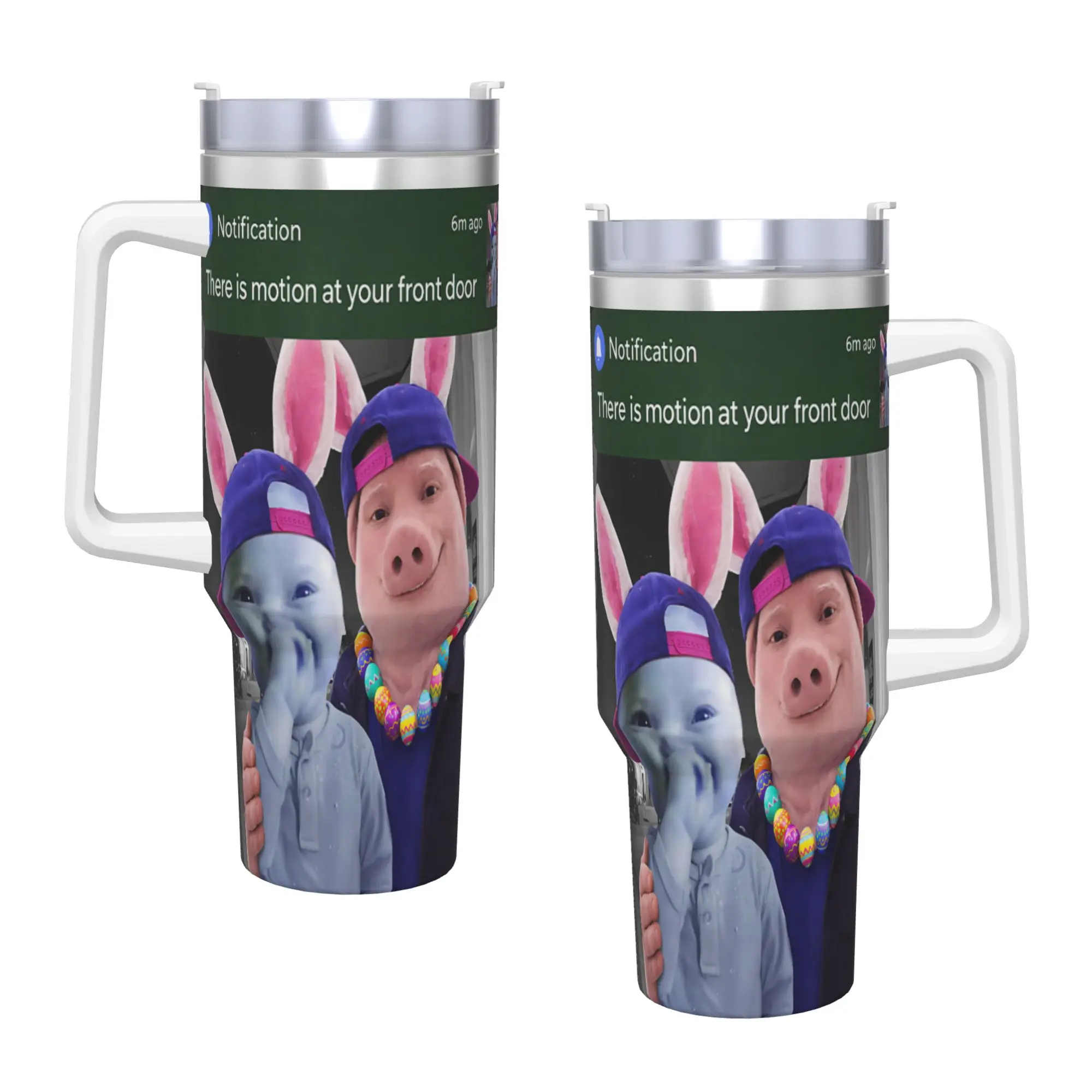 There is Motion At Your Front Door John Pork and Ai Baby Stainless Steel Tumbler Driving Thermal Cups With Straws Large Mugs Cup