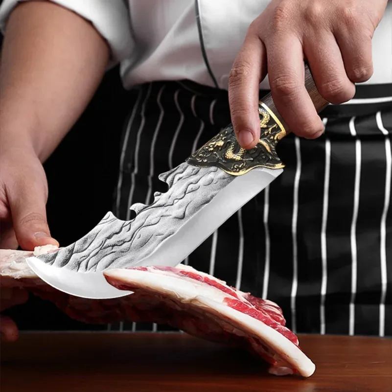 Hand Forge Blade Boning Butcher Heavy Knife Kitchen Knives Chef Cleaver Meat Fish Chop Vegetable Utility Knife Slaughter Slicing