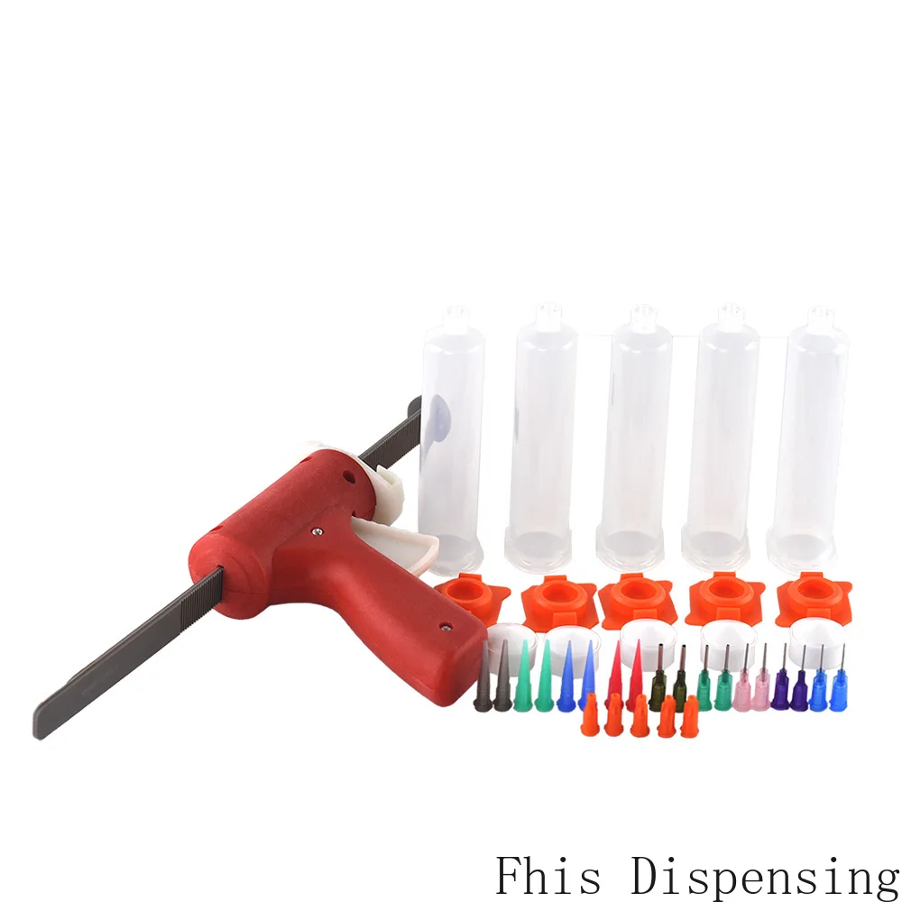 30ml Manual Syringe Gun Single Liquid Glue Gun 30cc Cones 5pcs and Dispensing Tips Silicone Glue Adhesive Bonding Extrusion Tool