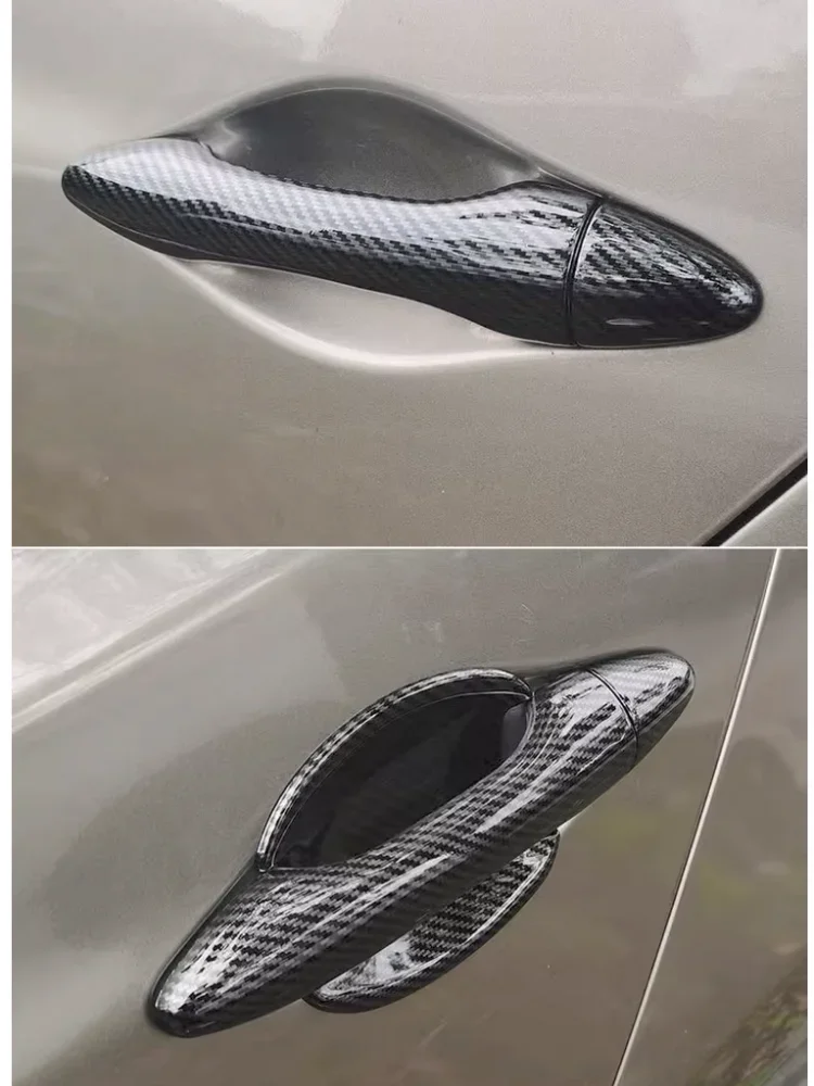 Carbon Fiber Gloss Black Chrome Car Door Handle Cover Bowl Sticker Styling Auto Accessories For Hyundai Tucson ix35 2009-2014