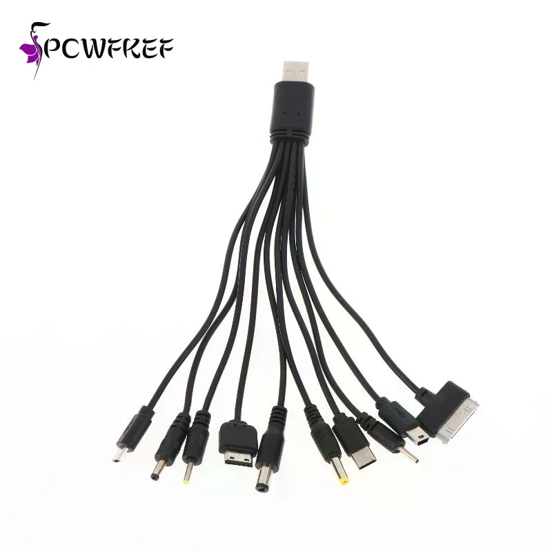 20cm Usb Power Charging Cable Wire Cord For Phone Universal 10 In 1 Micro USB DC Mobile Phone Charger Adapter Plug