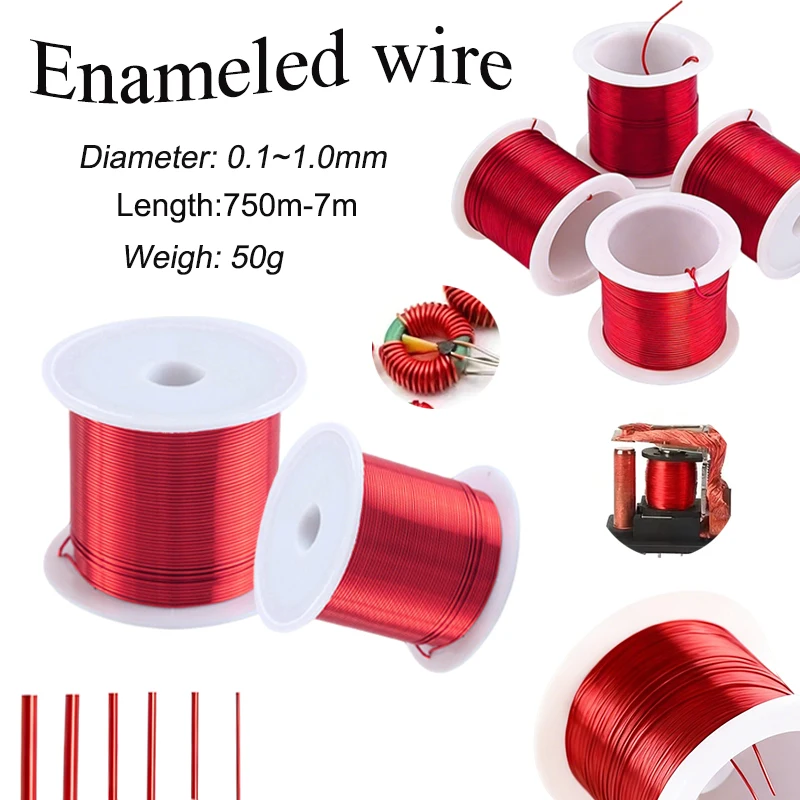 1 Roll Red Enameled Coppers Wire 0.1-1.0mm Magnet Winding Wire for Precision Coils,Transformers,Motors,Electronics Repair,DIY