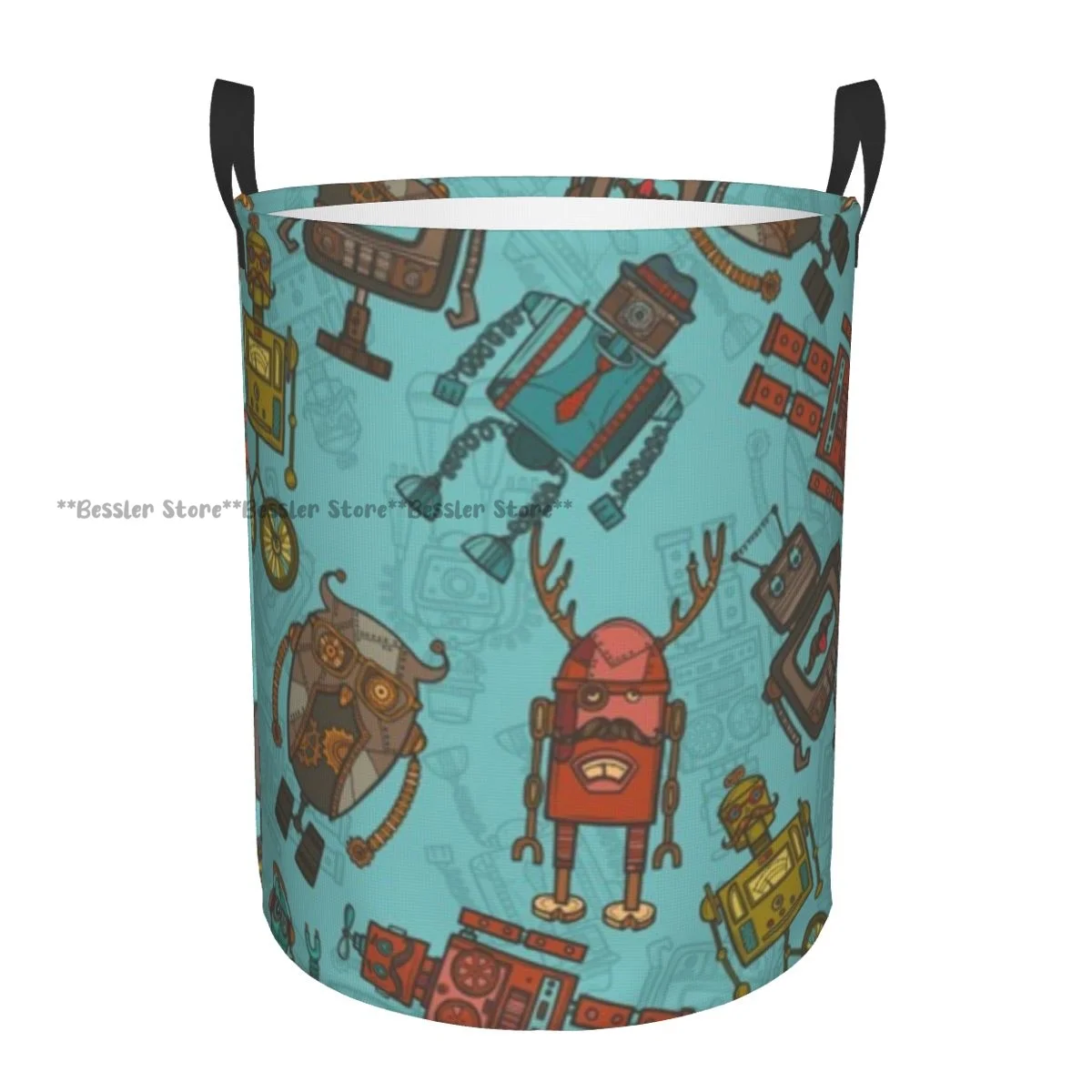 

Hipster Robot Retro Humanoid Avatar Colored Waterproof Storage Bag Household Dirty Laundry Basket Folding Clothes Organizer