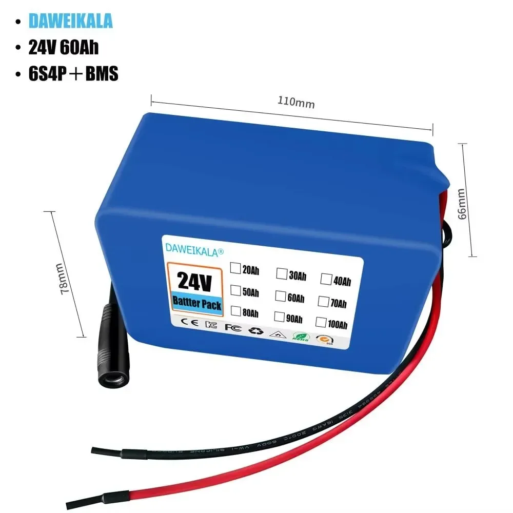 

6S4P 24V 40AH 18650, 25.2V 40000 mAh lithium-ion battery pack for light motorcycles and electric vehicles