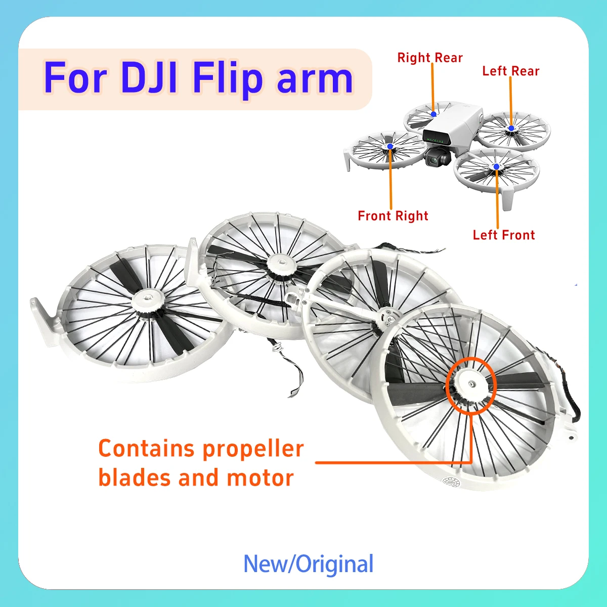 Original flip left right front rear circular propeller motor casing, available in versions with and without motors, For DJI flip