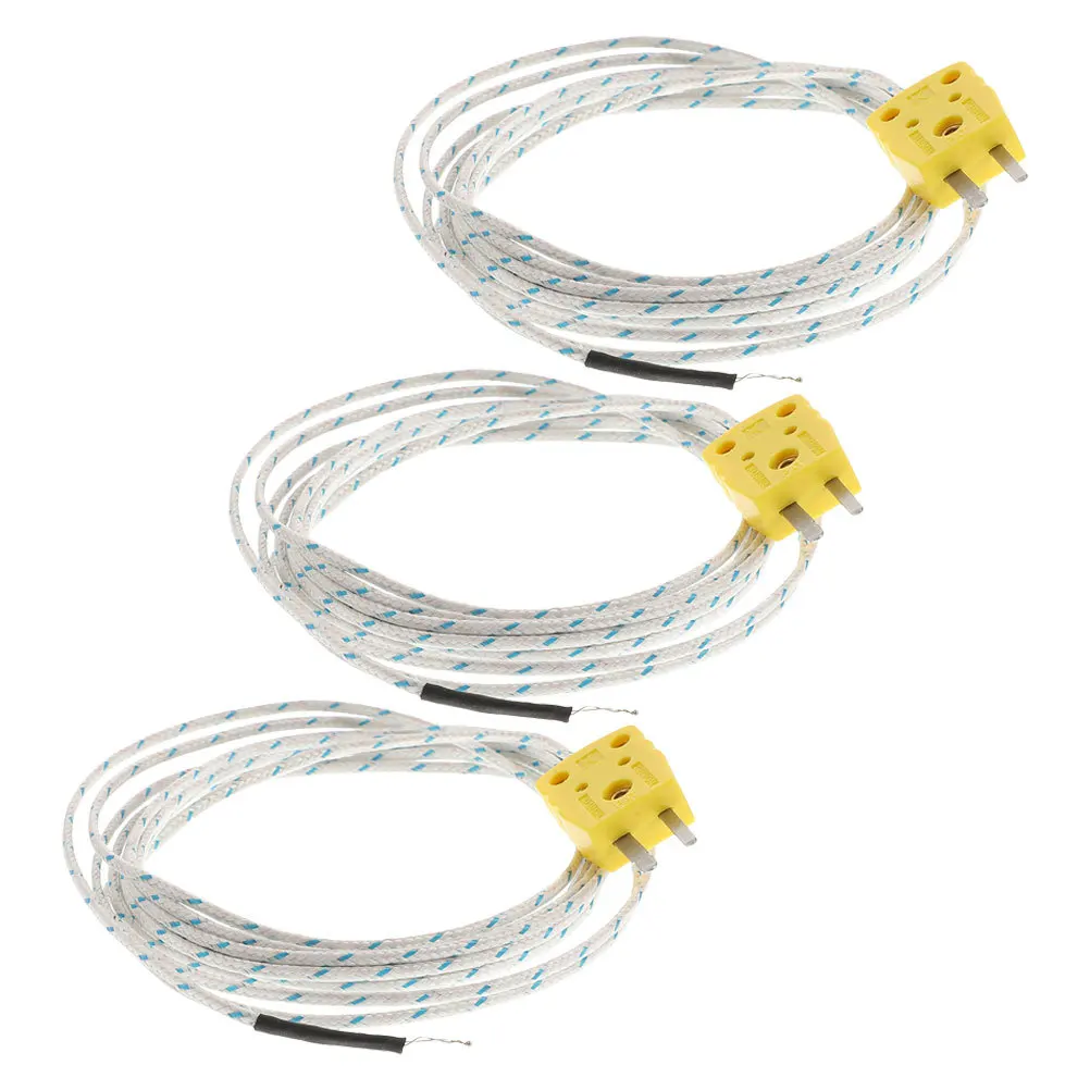 

3Pcs K Type Thermocouple Probe Sensor Flexible Cable Mini Connector High Temperature Industrial Oven