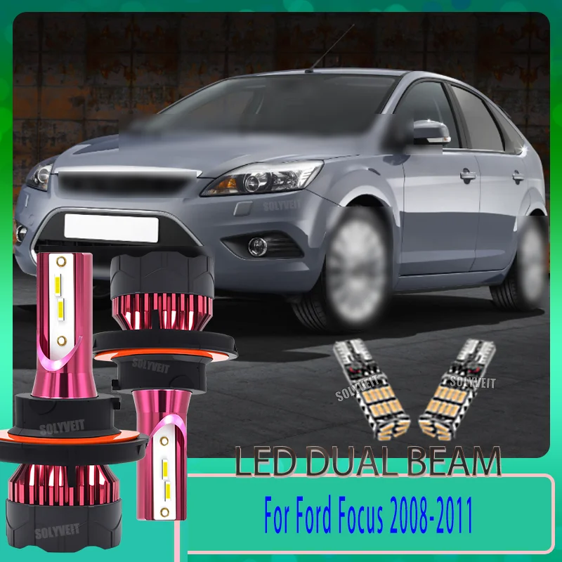 

6000k White Newly Upgrade Aluminum Car Light Bulb LED 9008/H13 Dual High/Low Beam Waterproof For Ford Focus 2008 2009 2010 2011