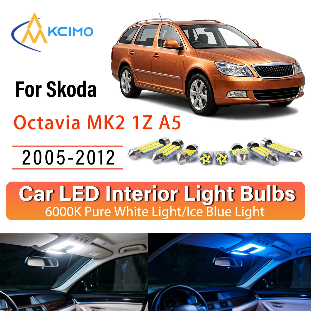 Premium Easy Install LED Interior Lights For Skoda Octavia MK2 1Z A5 2005-2012, Blue Light,White Light, Atmosphere Lights Kit