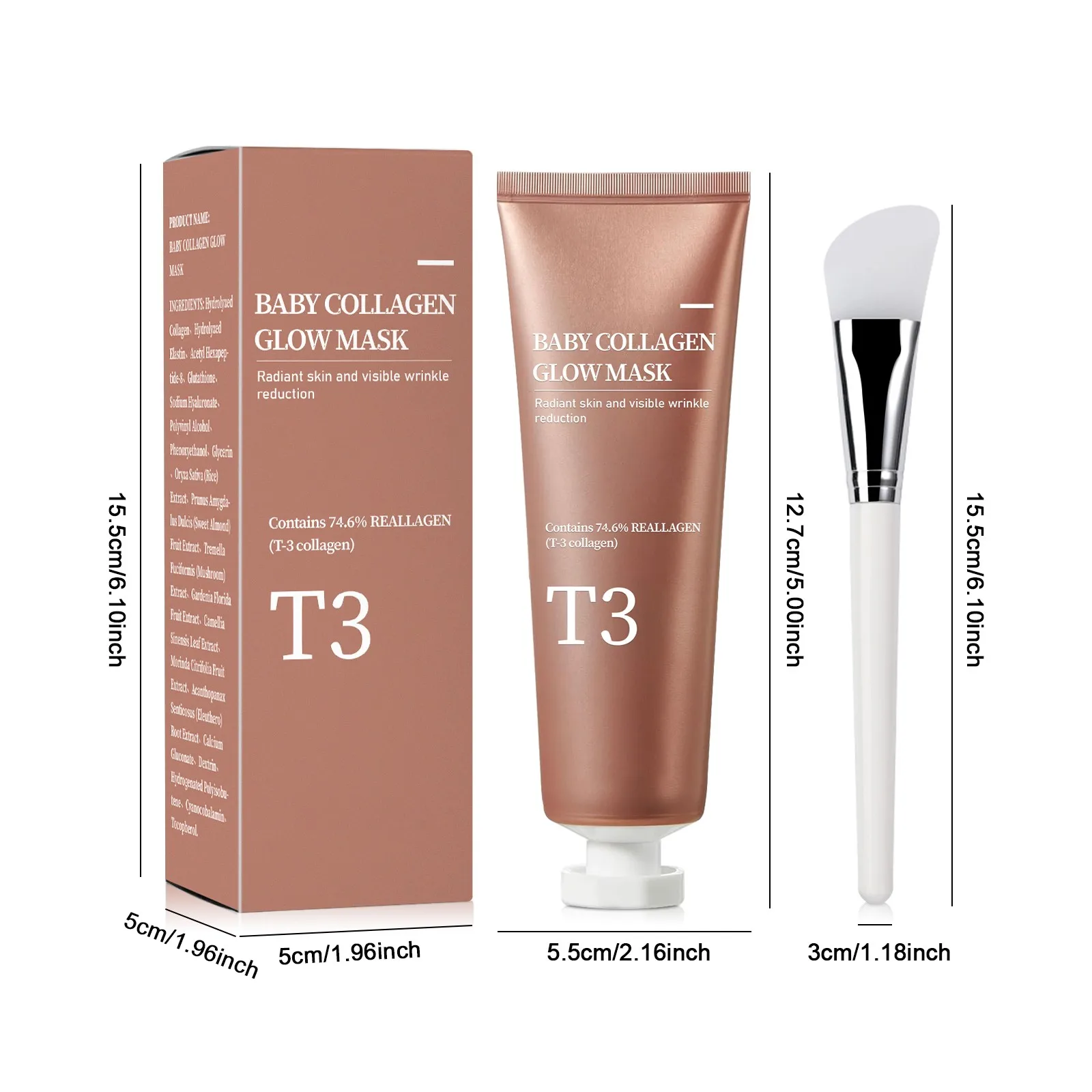 T3 Collagen Mask, Brightening and Exfoliating Korean Mask, Brightening, Increase Skin Elasticity, Firming and Anti-wrinkle Mask