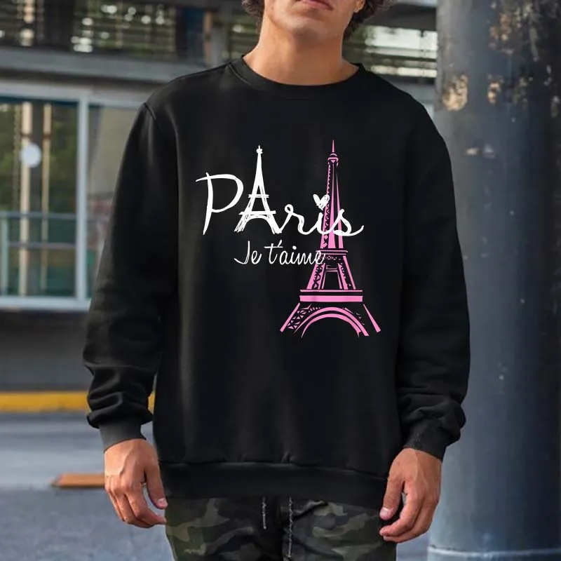 

I Love Paris Eiffel Tower France French Souvenir Sweatshirts Men Women Streetwear Crewneck Hooded Tops Hip Hop Cotton Hoodies