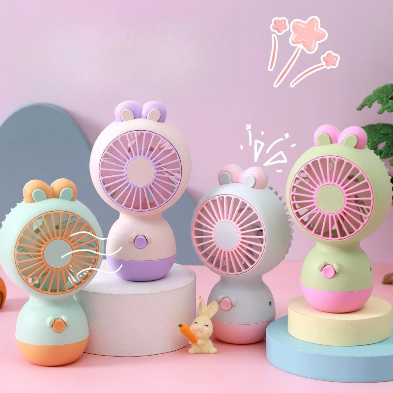2025 New Desktop Small Fan Color Blocking Splicing Portable Cute Bunny Desktop Large Wind Fan Essential for Summer Coolness