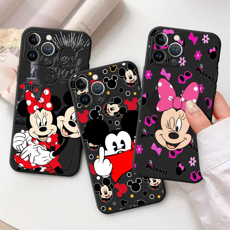 Disney Print TPU Soft Case for iPhone 14 12 Mini 15 7 XR 8 Plus SE 13 Pro Max 6S XS X 11 6 8+ XS Max 2022 5 Mickey Minnie Mouse