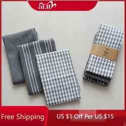 1set Kitchen Towels Classic 100% Natural Cotton Tea Towels Dish Cloth Absorbent Lint-Free Machine Tableware Household Towel