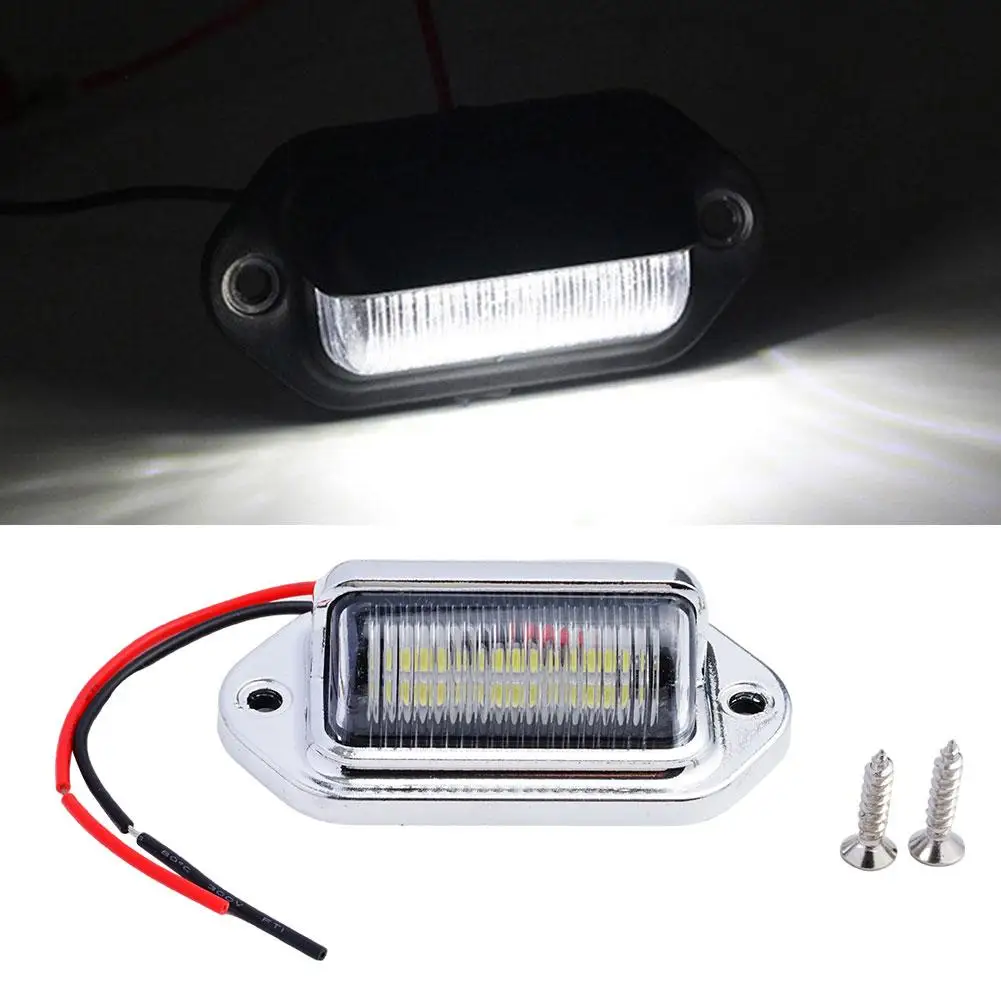 6 LED Car License Plate Tag Lights Lamps License Plate Lamp Assembly Super Bright Light For SUV Truck Trailer Van Tag 1/2pc B4S2