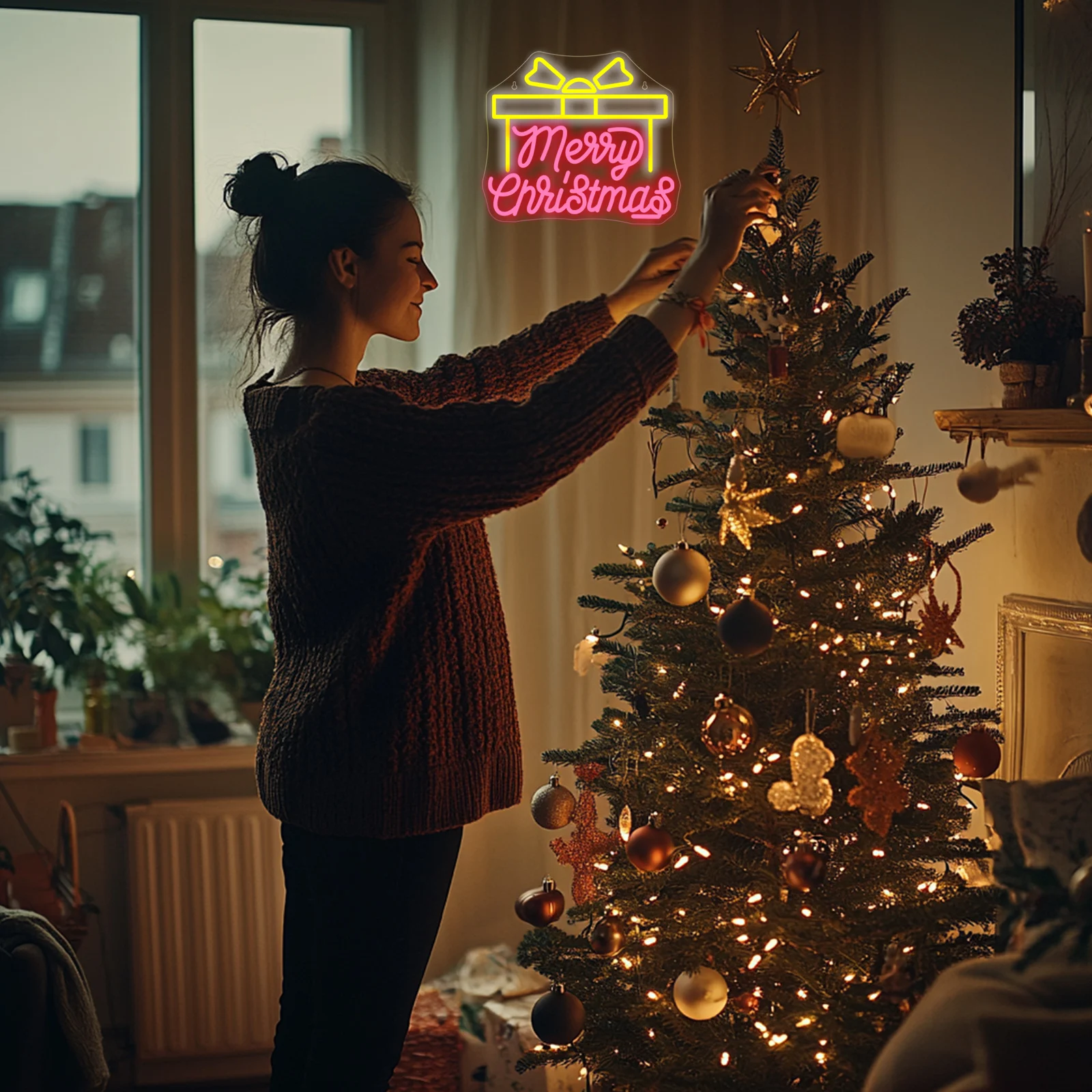 Weihnachts-Neonlicht Baum Gesc – Wall Decor Lighting Tree Bewertung und Preis
