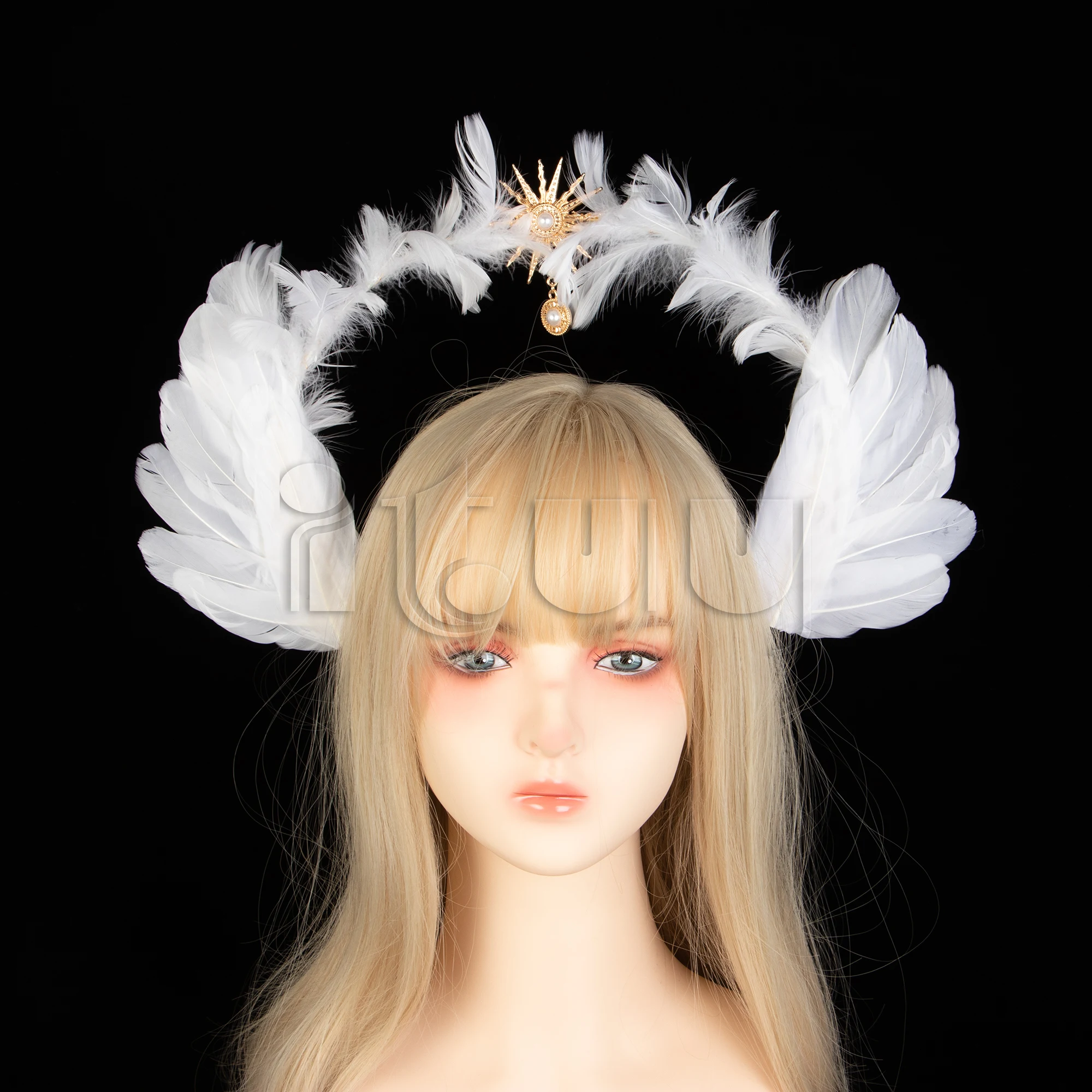 Halo Crown Headpiece Gothic Lolita KC Headdress Angel Feather Wings Halo Goddess Headband Headdress Accessories