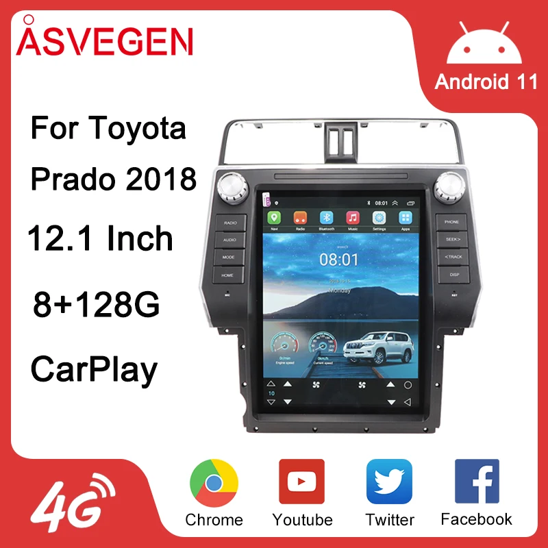 

12.1” Car Radio For Toyota Land Cruiser Prado 2018 Android 11 Multimedia GPS Navigation Auto Stereo Video Player