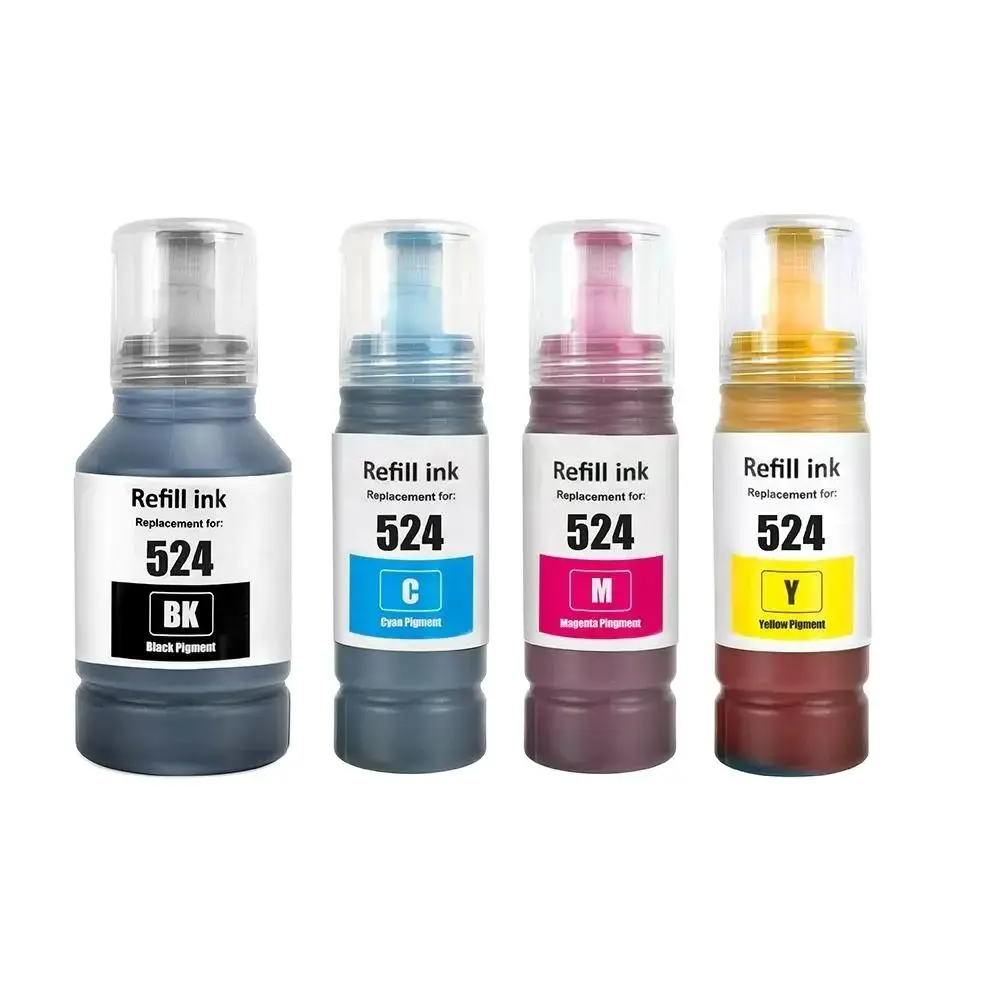 524 T524 Premium Compatible Color Water Based Bottle Refill Ink Tinta For Epson EcoTank L6490 L15150 L15160 Printer