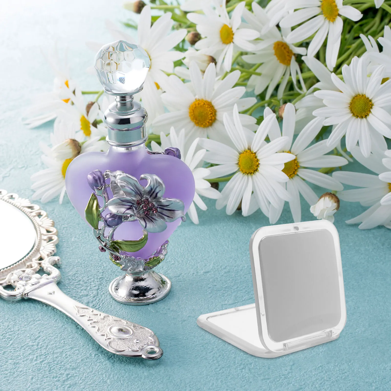 

Compact Foldable Mirror Portable Small Size Lightweight Glass Resin Makeup Mirror for on-The-Go Touch Ups Perfect Gift Idea