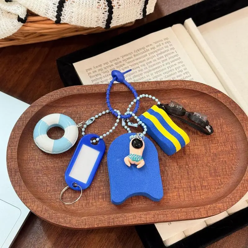 Sport Style Keychain Cute Swim Ring Girl Boy Pendant Backpack Hanging Piece Bag Charm Car Key Chain Chic Accessories Gift A-J