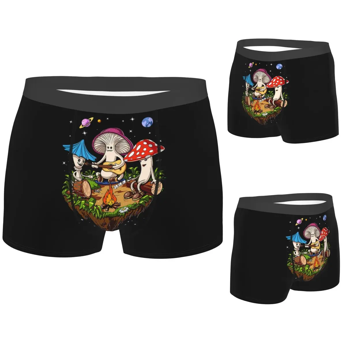 

Трусы-боксеры, шорты, трусы в стиле хиппи с волшебными грибами, мужское мягкое нижнее белье для мужчин, подарок бойфренду