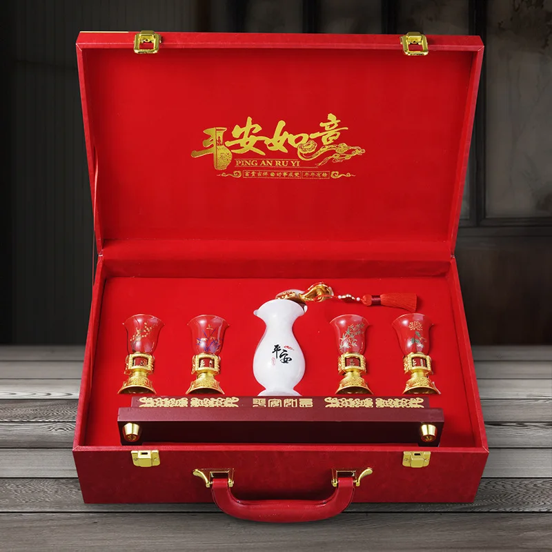 Bamboo and Chrysanthemum High-end Ceramic Liquor Cup Set for Home Use, Gift for Elders and Leaders, Holiday Gift, Souvenir, Busi