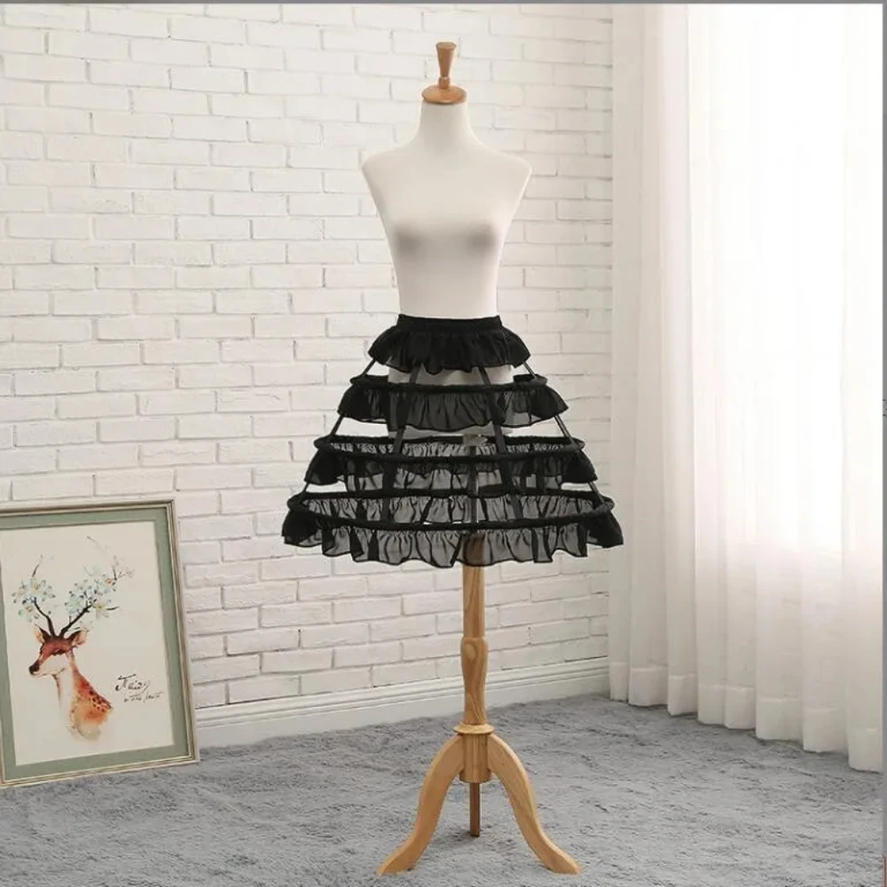 New Women 3 Hoops Pannier Petticoat Hollow Out Birdcage Skirt Wedding Bridal Ruffles Wide Waistband Crinoline Slip Underskirt image 4