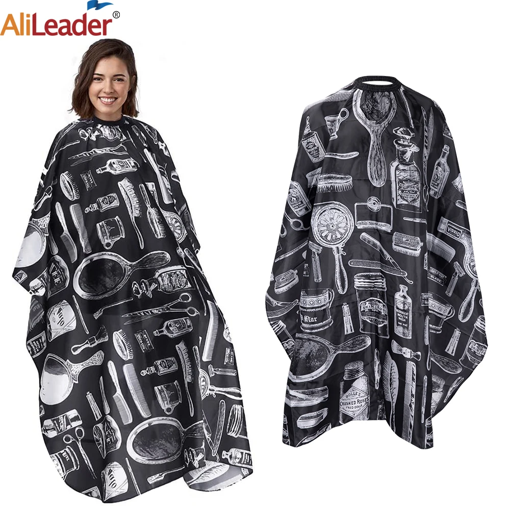 Capa de corte de cabelo à prova d'água para cabeleireiro preto/branco profissional barbeiro estilo pano criativo salão de beleza capa