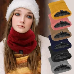 Winter Warm Women Ring Scarf Men Solid Plush Hiking Cycling Scarf Soft Striped Full Mask Muffler Cotton Climbing Knit Neck Scarf