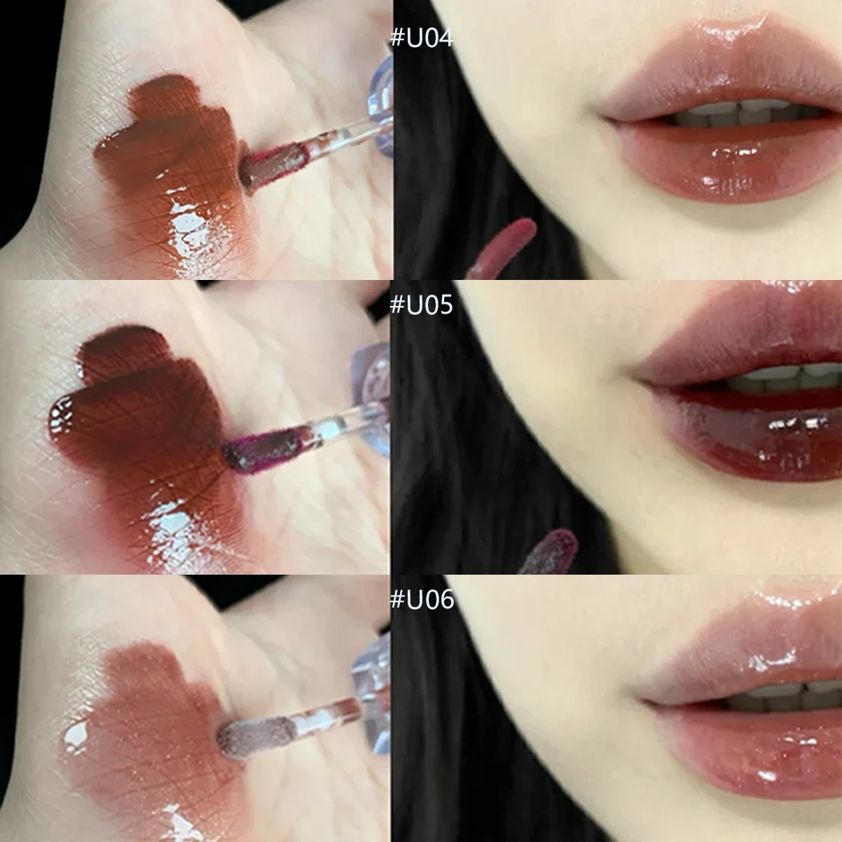 Uhue Water Gloss Mirror Lip Glaze,Lightweight & Non-Sticky,Mirror-like Shine,Plumping Effect,Glossy Brightening,Special Edition
