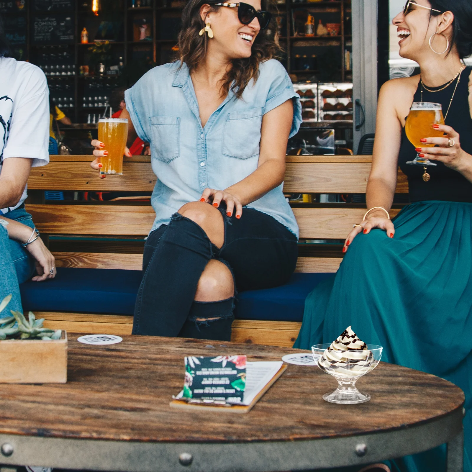 

4pcs Ice Cream Cup Premium Pc Material Modern Footed Dessert Bowl For Pudding Fruit Salad Milk Shake Transparent High Based