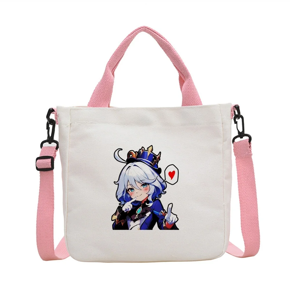 Genshin Impact Furina tote bag canvas  einkaufstasche foldable totebag shopping woman