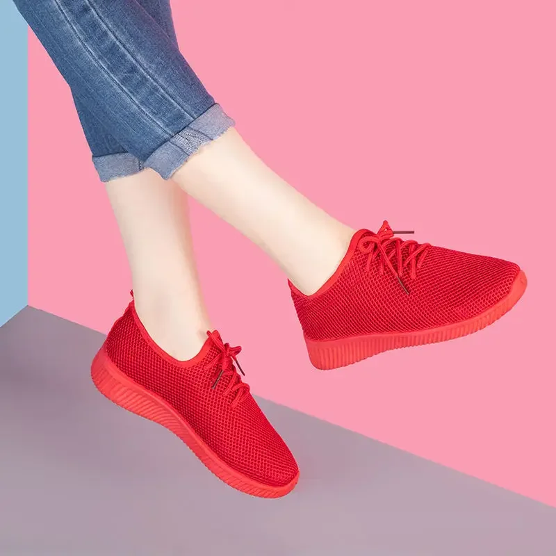 Tenis Feminino 2024 Gym Sports Red Shoes for Women Air Mesh Casual Shoes Zapatillas Mujer Women Breathable Sneakers Basket Femme